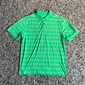 Nike Golf Tour Performance Men’s Bright Green White Stripe Polo Shirt Size Large